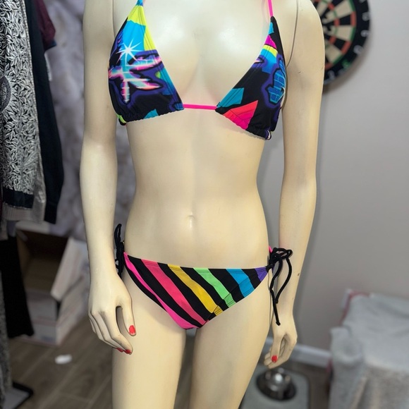 OP Neon Retro Triangle string bikini With cheeky Bottoms size L/XL - Picture 7 of 12